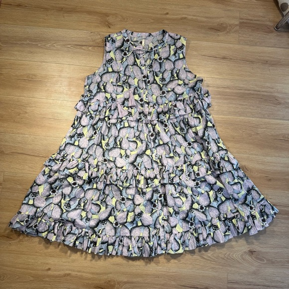 Uncle Frank Dresses & Skirts - Uncle Frank Pink and Yellow Tiered Midi Dress